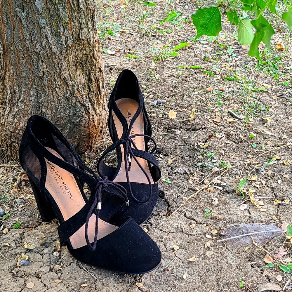 Black Mesh Heels
